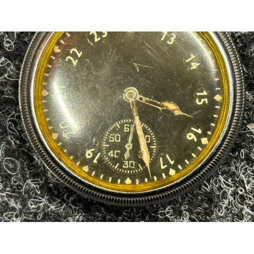 3247 - WW2 British Royal Navy Issue Waltham Calibre 16s Pocket Watch with Black Dial with Arabic Numerals s... 