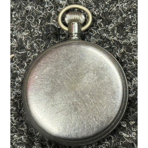 3247 - WW2 British Royal Navy Issue Waltham Calibre 16s Pocket Watch with Black Dial with Arabic Numerals s... 