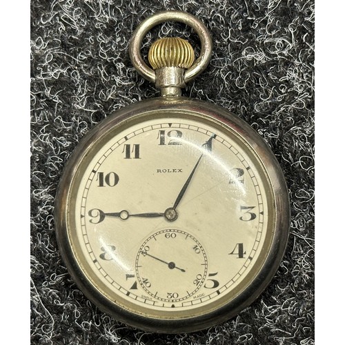 3249 - WW2 British GS MKII Pocket Watch by Rolex. White non luminous dial with Arabic Numerals. Separate se... 