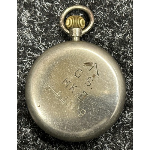 3249 - WW2 British GS MKII Pocket Watch by Rolex. White non luminous dial with Arabic Numerals. Separate se... 