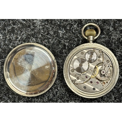 3249 - WW2 British GS MKII Pocket Watch by Rolex. White non luminous dial with Arabic Numerals. Separate se... 