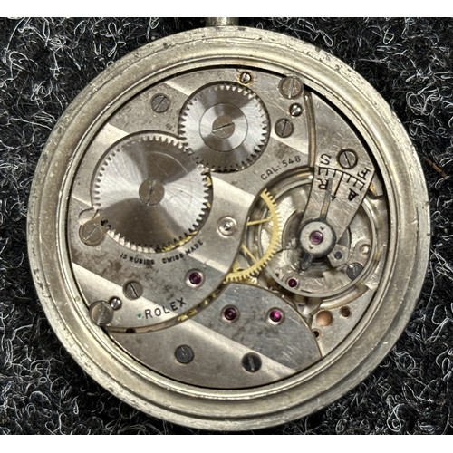 3249 - WW2 British GS MKII Pocket Watch by Rolex. White non luminous dial with Arabic Numerals. Separate se... 