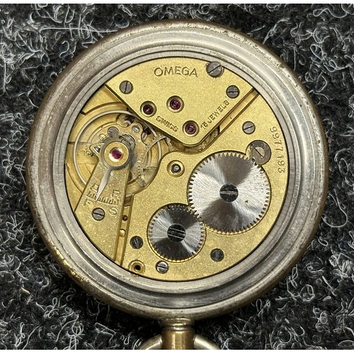 3250 - WW2 British General Service Trade pattern Pocket Watch by Omega. White dial with Arabic Numerals wit... 