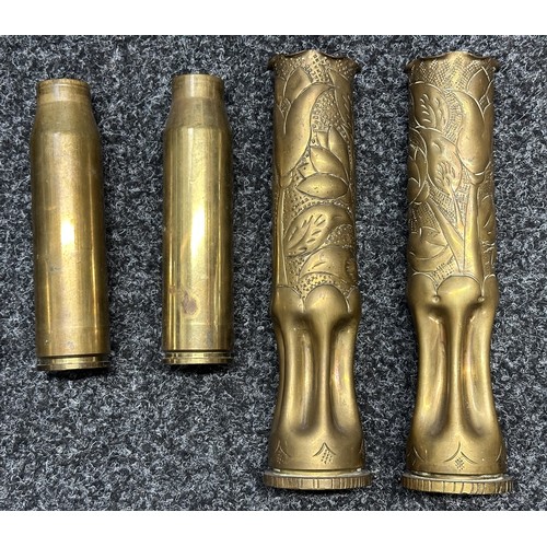 3253 - WW2 British Brass Trench Art, Shell Cases and Inert FFE Fuzes. Includes US .50 cal lighter, 3.7 inch... 