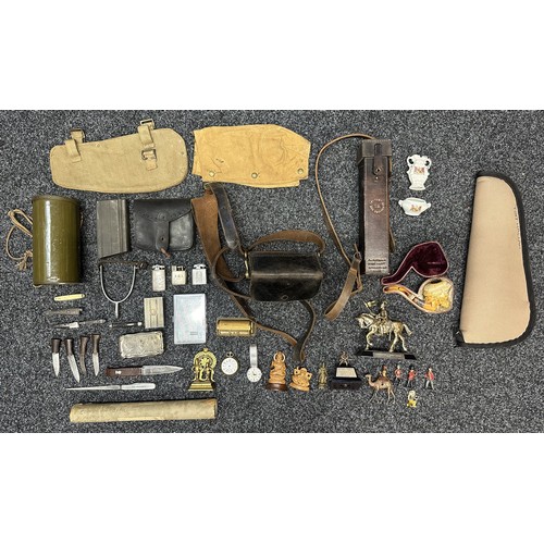 3257 - Mixed militaria items to include WW2 British 1937 Pattern Entrenching Tool Cover dated 1943, Canadia... 