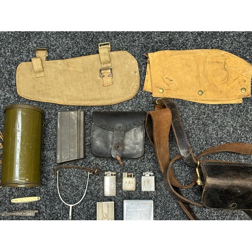 3257 - Mixed militaria items to include WW2 British 1937 Pattern Entrenching Tool Cover dated 1943, Canadia... 