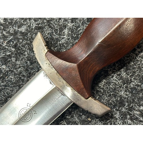 3264 - WW2 Third Reich SA Deinstdolch 1933 Pattern Dagger with double edged blade 221mm in length, etched m... 