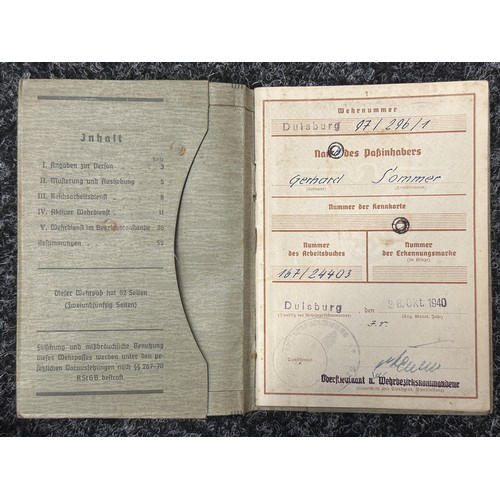 3269 - WW2 Third Reich Documents: Heer Wehrpass issued in 1940 to Gerhard Sommer. Served in 5/Flak Schw. Ab... 