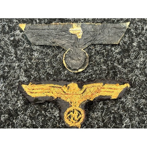 3270 - WW2 Third Reich Heer Officers Breast Eagle, hand embroidered in wire bullion thread on field grey ba... 