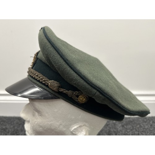 3271 - WW2 Third Reich KM Coastal Artillery Officers Schirmmutze Cap in Trikot wool with gilt wire bullion ... 