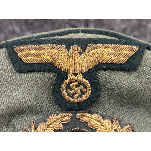 3271 - WW2 Third Reich KM Coastal Artillery Officers Schirmmutze Cap in Trikot wool with gilt wire bullion ... 