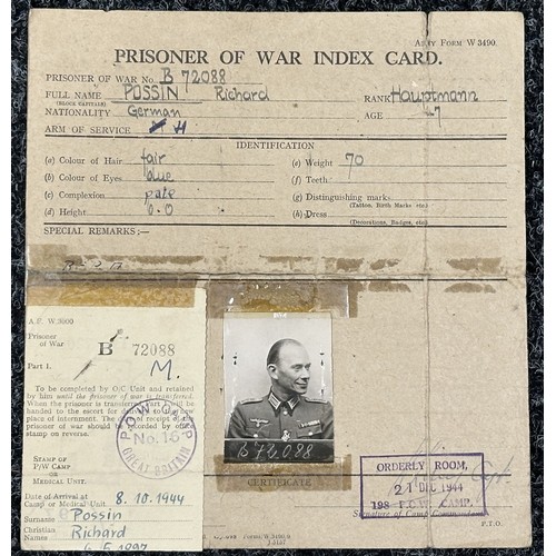 3278 - WW2 Third Reich British issued PoW Card, photos, postcard to Heer Coastal Artillery Officer Hauptman... 