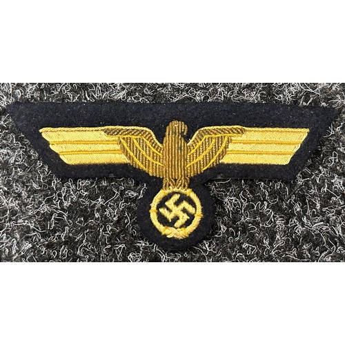 3285 - WW2 Third Reich cloth insignia: Bevo machine woven Heer Breast eagle, uncut: Bevo Heer cap eagle, un... 