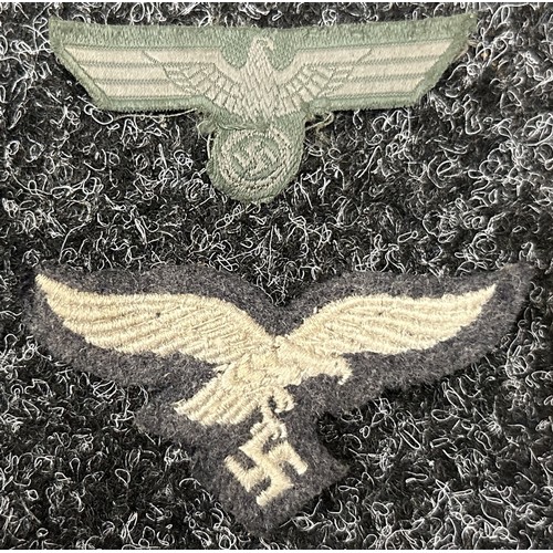 3285 - WW2 Third Reich cloth insignia: Bevo machine woven Heer Breast eagle, uncut: Bevo Heer cap eagle, un... 