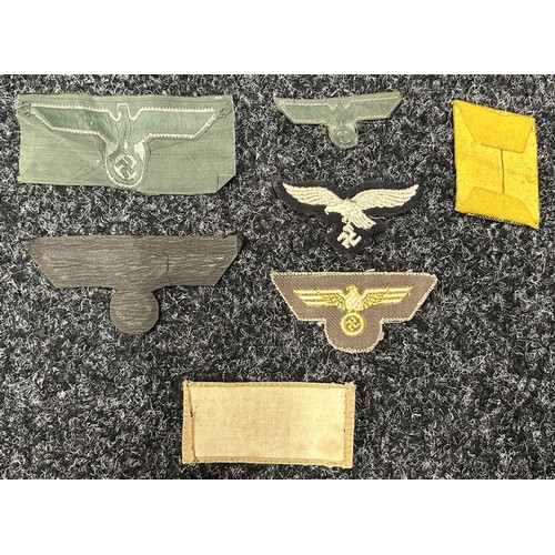 3285 - WW2 Third Reich cloth insignia: Bevo machine woven Heer Breast eagle, uncut: Bevo Heer cap eagle, un... 