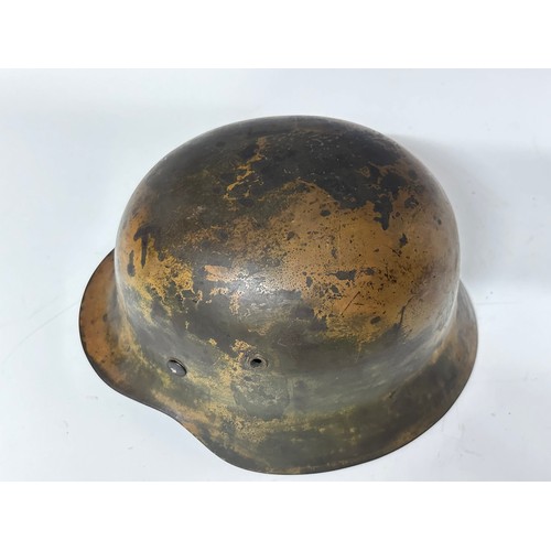 3286 - WW2 Third Reich Camo Double Decal Police M40 Steel Helmet. Shell is maker and size marked 