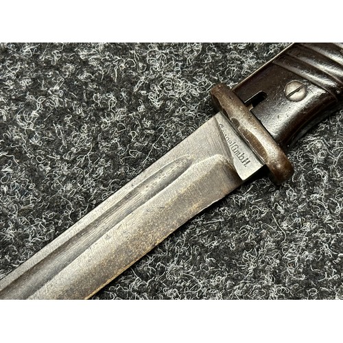 3287 - WW2 Third Reich K98 Bayonet with heavily ground blade 235mm in length, serial number 2596, maker mar... 