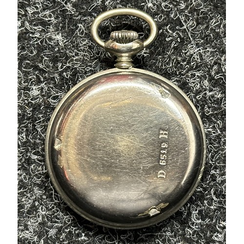 3290 - WW2 Third Reich Heer Issue Pocket Watch ARSA Calibre 239. Chrome plated case, Black enamel dial with... 