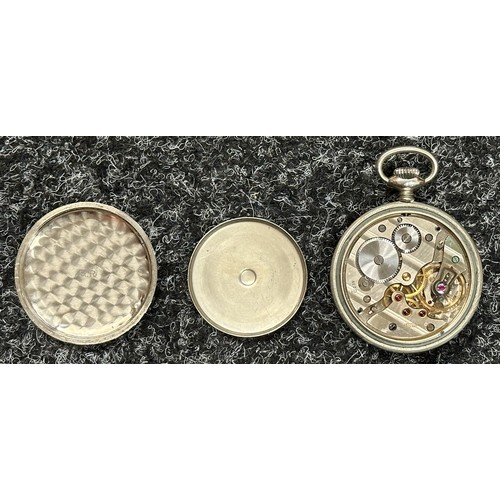 3290 - WW2 Third Reich Heer Issue Pocket Watch ARSA Calibre 239. Chrome plated case, Black enamel dial with... 