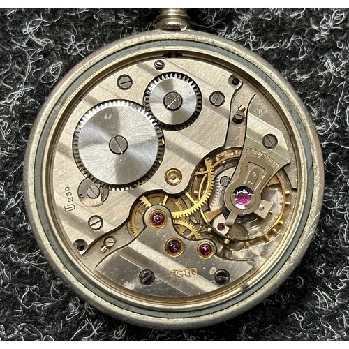 3290 - WW2 Third Reich Heer Issue Pocket Watch ARSA Calibre 239. Chrome plated case, Black enamel dial with... 