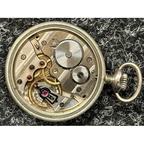 3290 - WW2 Third Reich Heer Issue Pocket Watch ARSA Calibre 239. Chrome plated case, Black enamel dial with... 