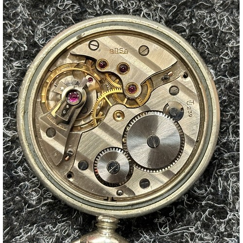 3290 - WW2 Third Reich Heer Issue Pocket Watch ARSA Calibre 239. Chrome plated case, Black enamel dial with... 