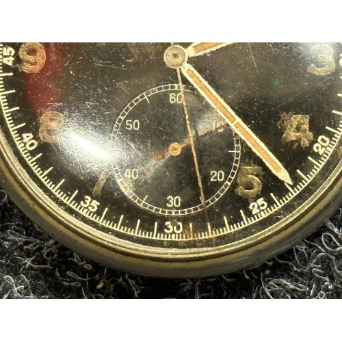 3291 - WW2 Third Reich Kriegsmarine Minvera 19/CH9 Chronograph Pocket Watch. Black dial with Luminous Arabi... 