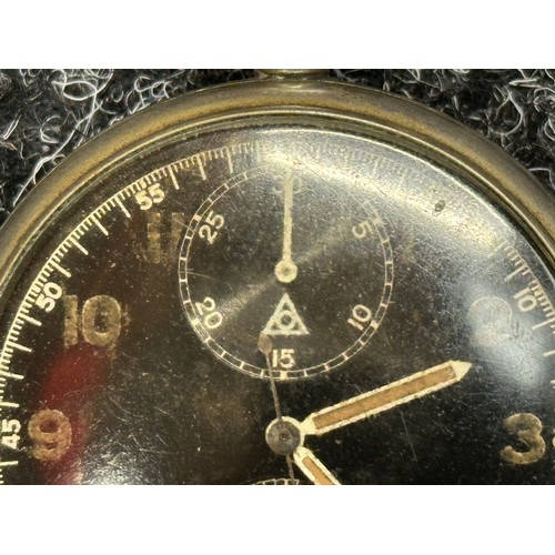 3291 - WW2 Third Reich Kriegsmarine Minvera 19/CH9 Chronograph Pocket Watch. Black dial with Luminous Arabi... 