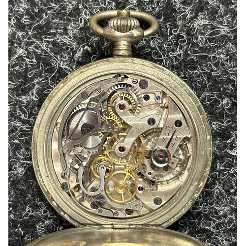 3291 - WW2 Third Reich Kriegsmarine Minvera 19/CH9 Chronograph Pocket Watch. Black dial with Luminous Arabi... 