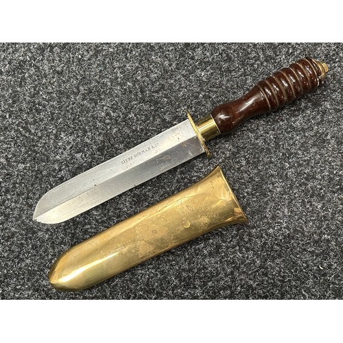 3298 - Siebe Gorman & Co Scuba diving knife with double edged blade 193mm in length with makers mark. Turne... 