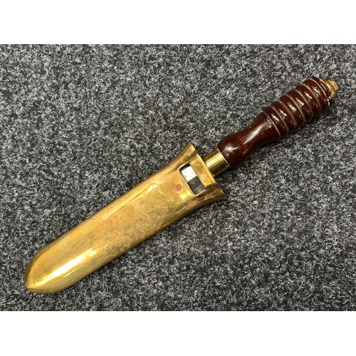 3298 - Siebe Gorman & Co Scuba diving knife with double edged blade 193mm in length with makers mark. Turne... 