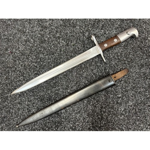 3300 - Swiss 1918 Pattern Bayonet with double edged blade maker marked 