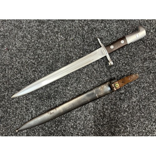 3300 - Swiss 1918 Pattern Bayonet with double edged blade maker marked 