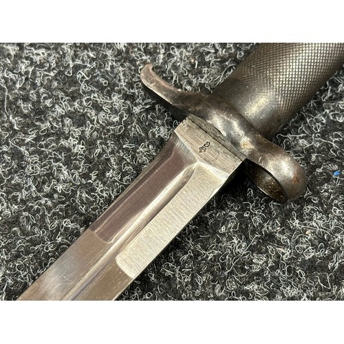 3301 - Swedish M1896 Bayonet for the M1938 Rifle with double edged blade 205mm in length, marked with Crown... 