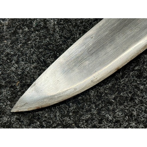 3306 - Kukri knife with single edged blade 285mm in length, Bone grip, overall length 385mm. Complete with ... 