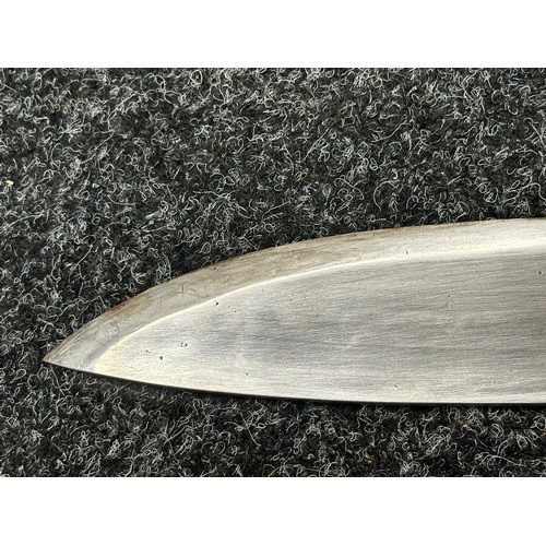 3306 - Kukri knife with single edged blade 285mm in length, Bone grip, overall length 385mm. Complete with ... 