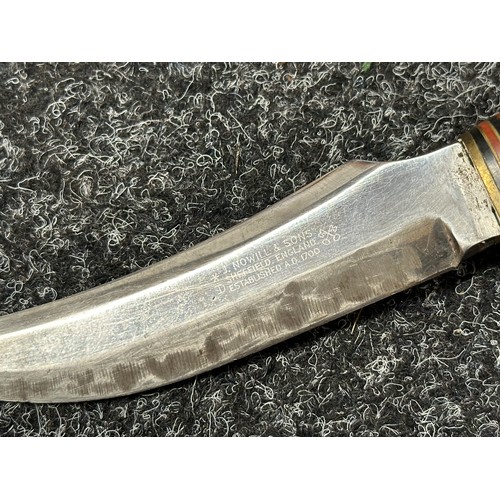 3306 - Kukri knife with single edged blade 285mm in length, Bone grip, overall length 385mm. Complete with ... 