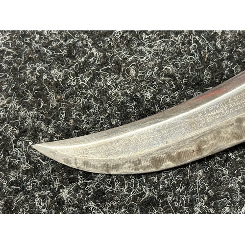 3306 - Kukri knife with single edged blade 285mm in length, Bone grip, overall length 385mm. Complete with ... 