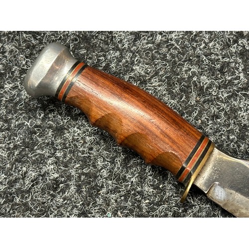 3306 - Kukri knife with single edged blade 285mm in length, Bone grip, overall length 385mm. Complete with ... 