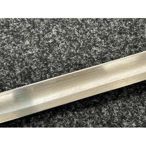 3307 - Sword with single edged fullered blade 907mm in length, marked 