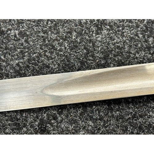 3307 - Sword with single edged fullered blade 907mm in length, marked 