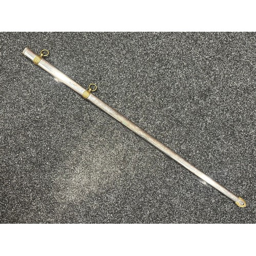 3311 - Reproduction Victorian British Officers Sword with  singled edged fullered plated and etched blade w... 