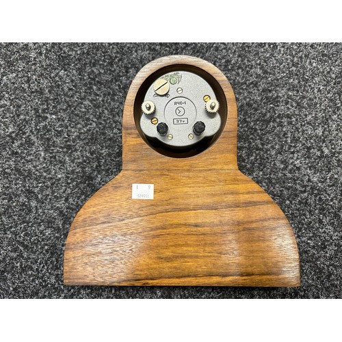 3314 - A Soviet Airforce cockpit clock. Electricly powered.  Mounted in a wooden case. Overall height 244mm... 