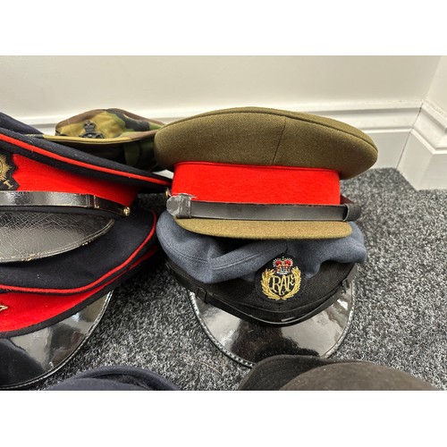 3317 - Post War British Army Caps plus seven Berets, one DPM Camo cap and some Foreign caps.