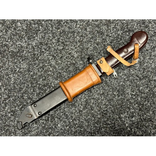 3323 - East German Model 59 AMK Type 1 Bayonet with 146mm long Bowie style blade with slot for use as a wir... 