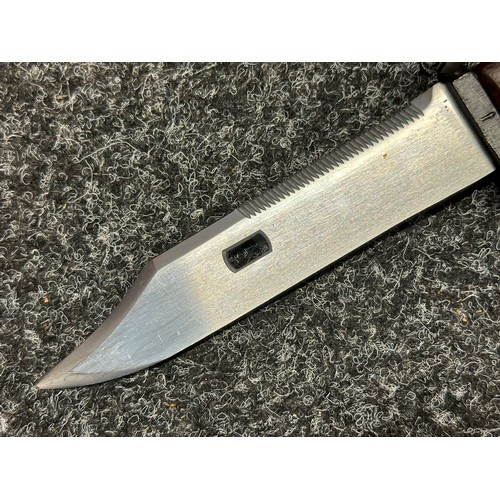 3323 - East German Model 59 AMK Type 1 Bayonet with 146mm long Bowie style blade with slot for use as a wir... 