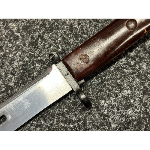 3323 - East German Model 59 AMK Type 1 Bayonet with 146mm long Bowie style blade with slot for use as a wir... 