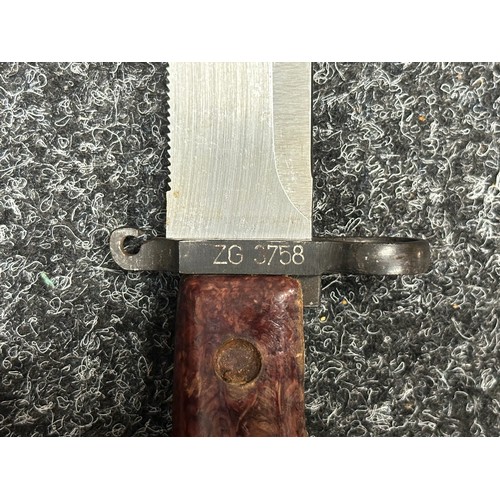 3324 - East German Model 59 AMK Type 1 Bayonet with 146mm long Bowie type blade with slot for use as a wire... 