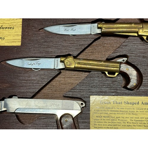 3334 - Three Novelty Penknives in the form of Pistols by Parker Cutlery. Each with blades 60mm long blades ... 