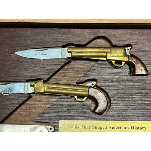 3334 - Three Novelty Penknives in the form of Pistols by Parker Cutlery. Each with blades 60mm long blades ... 